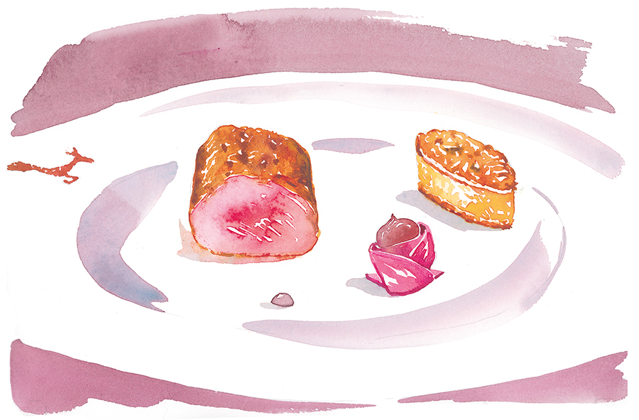 Illustration à l'aquarelle de la recette de l'oeuf mollet frit par le chef Martin Pottier