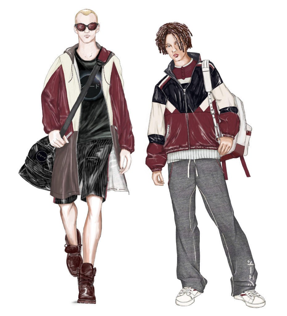 fashion illustration of two young men sportswear