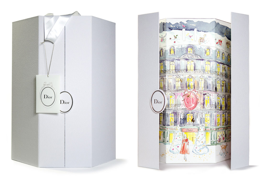 Dior advent calendar shown closed and half opened