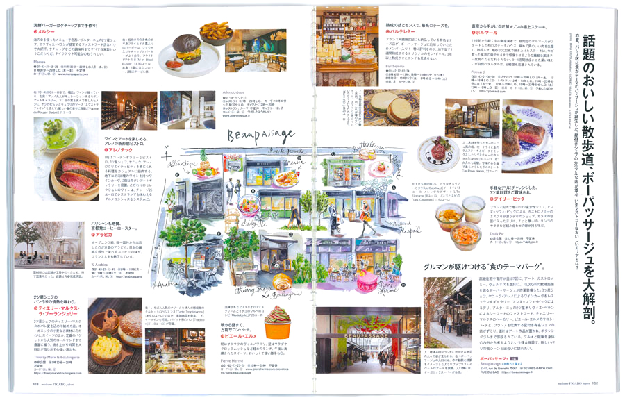 Madame Figaro Japon magazine featuring shops and restaurants from Beaupassage in Paris