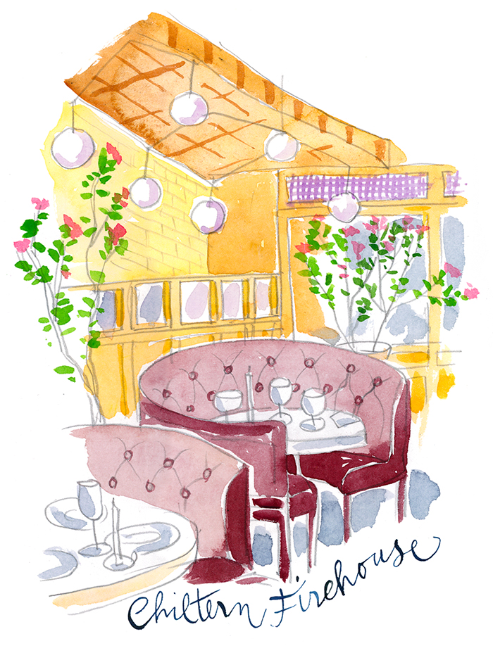 chiltern firehouse in London watercolor illustration