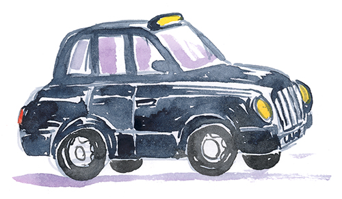 watercolor London taxi cab